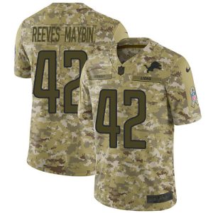 Gorgeous Lions #42 Jalen Reeves-Maybin Camo Men's Stitched NFL Limited 2018 Salute To Service Jersey