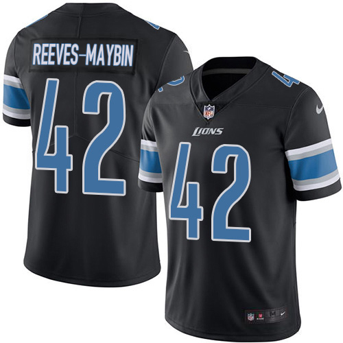 Superior Lions #42 Jalen Reeves-Maybin Black Men's Stitched NFL Limited Rush Jersey