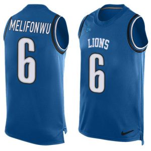 Superb Lions #6 Ifeatu Melifonwu Blue Team Color Men's Stitched NFL Limited Tank Top Jersey