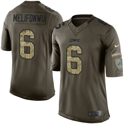 High quality Lions #6 Ifeatu Melifonwu Green Men's Stitched NFL Limited 2015 Salute to Service Jersey