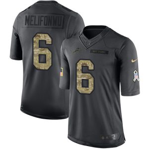 High quality Lions #6 Ifeatu Melifonwu Black Men's Stitched NFL Limited 2016 Salute to Service Jersey