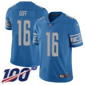 Premium Lions #16 Jared Goff Blue Team Color Men's Stitched NFL 100th Season Vapor Untouchable Limited Jersey