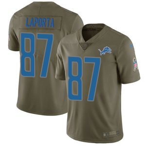 Superb Lions #87 Sam LaPorta Olive Men's Stitched NFL Limited 2017 Salute To Service Jersey