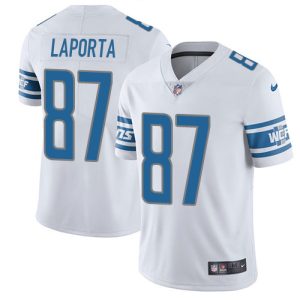 Gorgeous Lions #87 Sam LaPorta White Men's Stitched NFL Vapor Untouchable Limited Jersey
