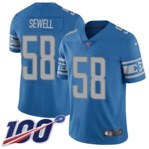 Superb Lions #58 Penei Sewell Blue Team Color Men's Stitched NFL 100th Season Vapor Untouchable Limited Jersey