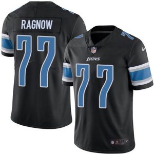 Outstanding Lions #77 Frank Ragnow Black Men's Stitched NFL Limited Rush Jersey