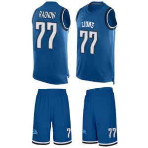 Superior Lions #77 Frank Ragnow Blue Team Color Men's Stitched NFL Limited Tank Top Suit Jersey