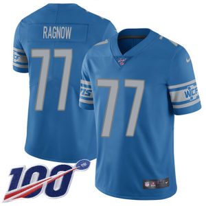 Marvelous Lions #77 Frank Ragnow Blue Team Color Men's Stitched NFL 100th Season Vapor Untouchable Limited Jersey