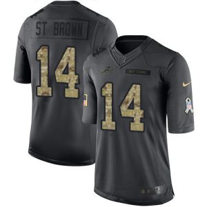Superior Lions #14 Amon-Ra St. Brown Black Men's Stitched NFL Limited 2016 Salute to Service Jersey
