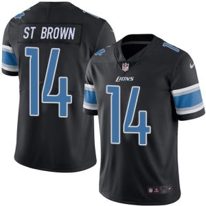Premium Lions #14 Amon-Ra St. Brown Black Men's Stitched NFL Limited Rush Jersey