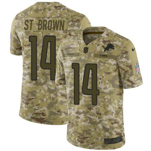Superior Lions #14 Amon-Ra St. Brown Camo Men's Stitched NFL Limited 2018 Salute To Service Jersey