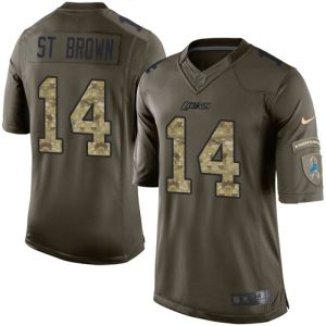 Gorgeous Lions #14 Amon-Ra St. Brown Green Men's Stitched NFL Limited 2015 Salute to Service Jersey