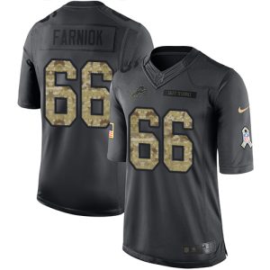 Outstanding Lions #66 Matt Farniok Black Men's Stitched NFL Limited 2016 Salute to Service Jersey