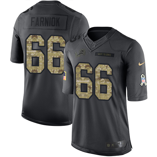 Outstanding Lions #66 Matt Farniok Black Men's Stitched NFL Limited 2016 Salute to Service Jersey