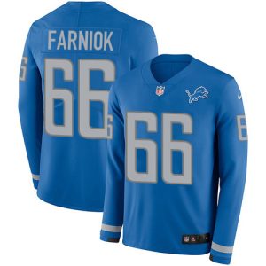 High quality Lions #66 Matt Farniok Blue Team Color Men's Stitched NFL Limited Therma Long Sleeve Jersey