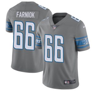 Superior Lions #66 Matt Farniok Gray Men's Stitched NFL Limited Rush Jersey