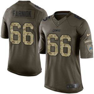 Superb Lions #66 Matt Farniok Green Men's Stitched NFL Limited 2015 Salute to Service Jersey