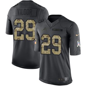 Marvelous Lions #29 Kindle Vildor Black Men's Stitched NFL Limited 2016 Salute to Service Jersey