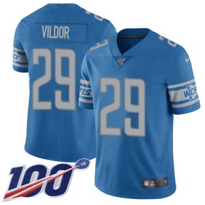 Exceptional Lions #29 Kindle Vildor Blue Team Color Men's Stitched NFL 100th Season Vapor Untouchable Limited Jersey