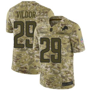 High quality Lions #29 Kindle Vildor Camo Men's Stitched NFL Limited 2018 Salute To Service Jersey