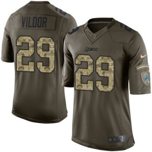 Marvelous Lions #29 Kindle Vildor Green Men's Stitched NFL Limited 2015 Salute to Service Jersey