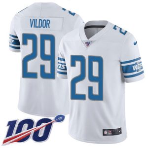 Gorgeous Lions #29 Kindle Vildor White Men's Stitched NFL 100th Season Vapor Untouchable Limited Jersey