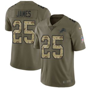 Superb Lions #25 Craig James Olive/Camo Men's Stitched NFL Limited 2017 Salute To Service Jersey