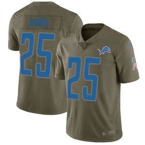 Premium Lions #25 Craig James Olive Men's Stitched NFL Limited 2017 Salute To Service Jersey